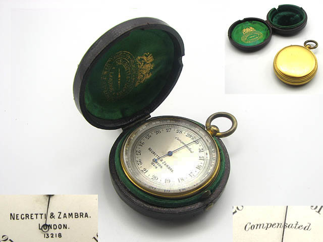Gilded pocket barometer by Negretti & Zambra circa 1885